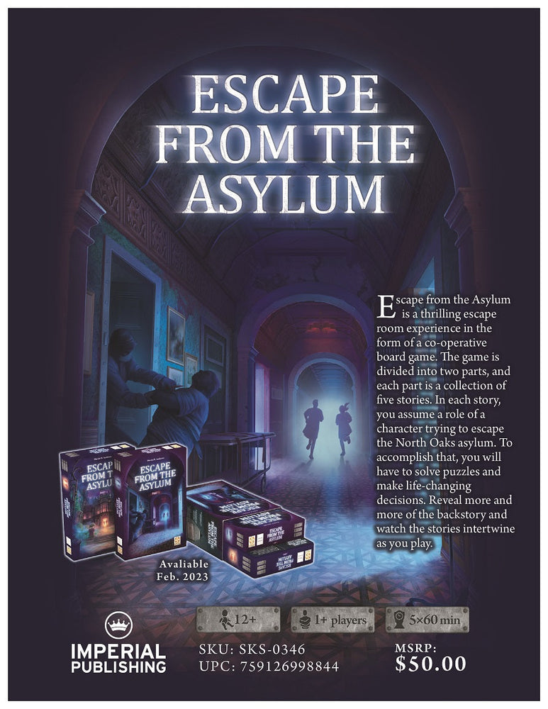 STANDARD EDITION Escape from the Asylum 1-6 Player Cooperative Game  - (ONLINE ORDER ONLY)