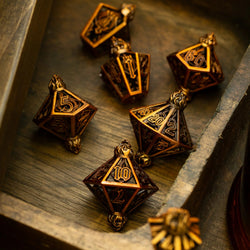 Eternal Flame Copper Hollow Metal DND Dice Set (ONLINE ORDER ONLY)
