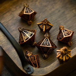 Eternal Flame Copper Hollow Metal DND Dice Set (ONLINE ORDER ONLY)