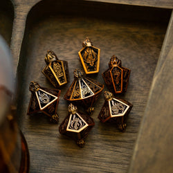 Eternal Flame Copper Hollow Metal DND Dice Set (ONLINE ORDER ONLY)