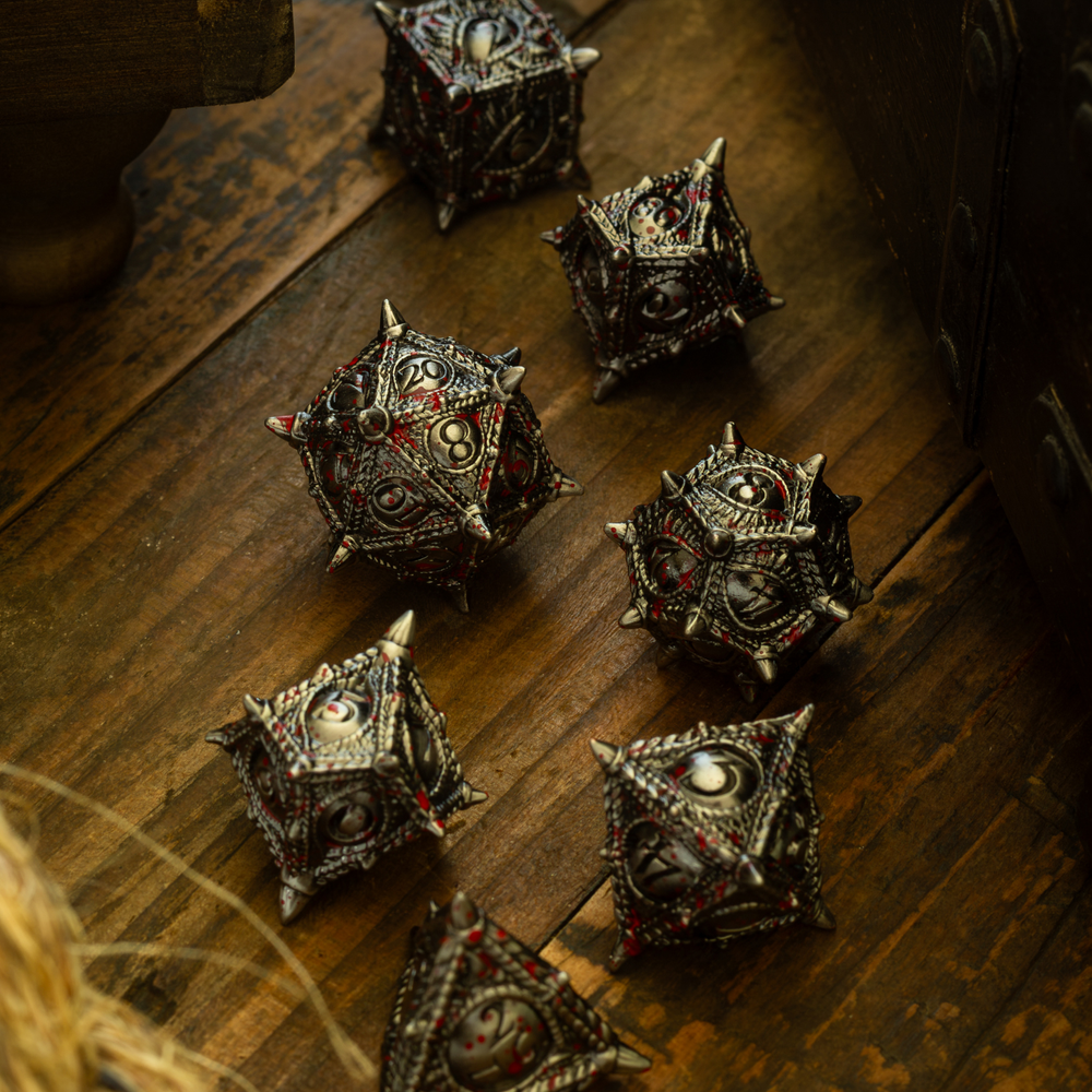 Everwatch Bloodstained Silver Metal DND Dice Set (ONLINE ORDER ONLY)