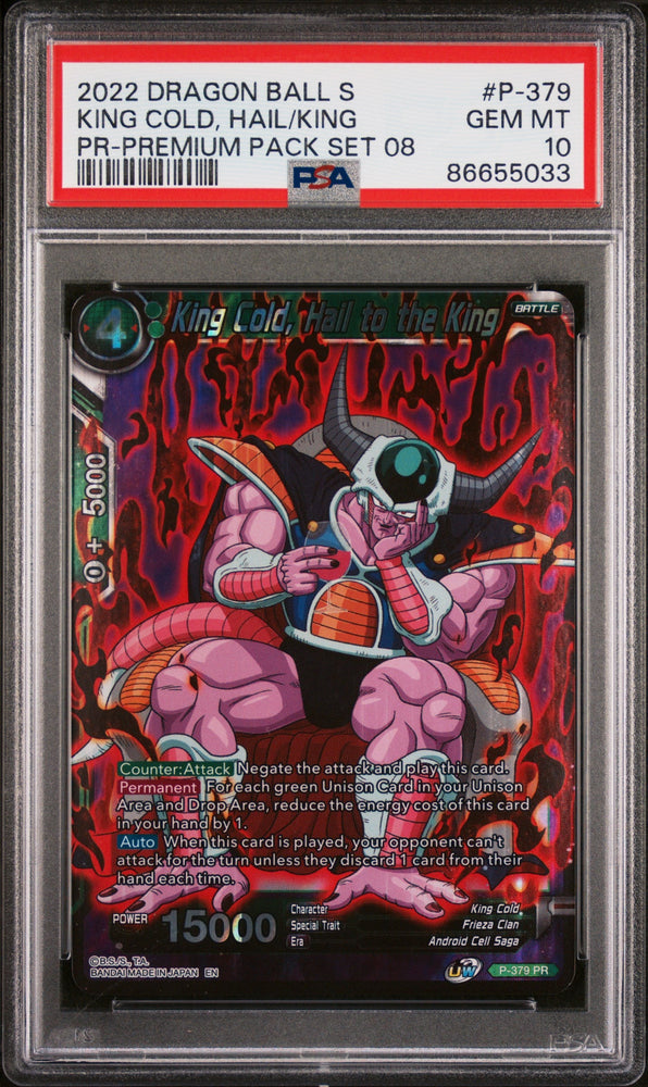 2022 DRAGON BALL SUPER KING COLD, HAIL/KING #P-379 - PSA 10 (Online Order Only)