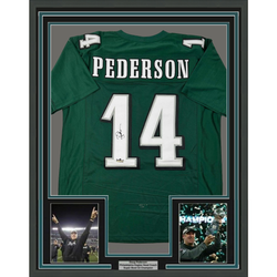 Framed Facsimile Autographed Doug Pederson 35x39 Philadelphia Green Reprint Laser Auto Football Jersey (ONLINE ORDER ONLY)