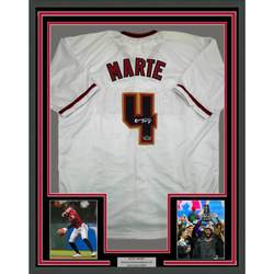 Framed Facsimile Autographed Ketel Marte 35x39 Arizona White Reprint Laser Auto Baseball Jersey (ONLINE ORDER ONLY)