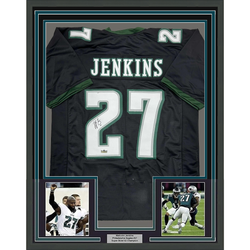 Framed Facsimile Autographed Malcolm Jenkins 35x39 Philadelphia Black Reprint Laser Auto Football Jersey (ONLINE ORDER ONLY)
