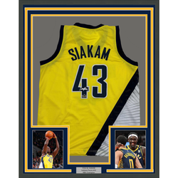 Framed Facsimile Autographed Pascal Siakam 35x39 Indiana Yellow Reprint Laser Auto Basketball Jersey (ONLINE ORDER ONLY)