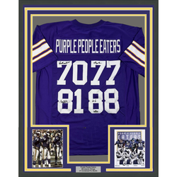 Framed Facsimile Autographed Purple People Eaters 35x39 Minnesota Purple Reprint Laser Auto Football Jersey (ONLINE ORDER ONLY)