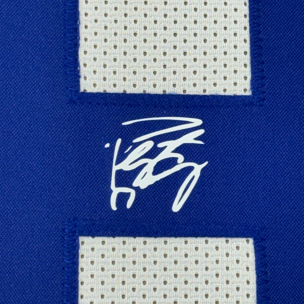 Framed Facsimile Autographed Peyton Manning 35x39 Indianapolis White Reprint Laser Auto Football Jersey Size Men's XL (ONLINE ORDER ONLY)