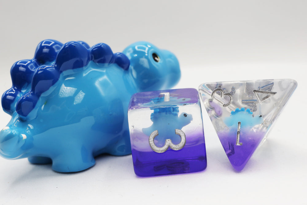 Blue Stegosaurus RPG Dice Set (ONLINE ORDER ONLY)