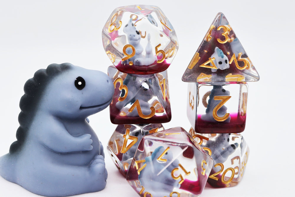 Gray T-Rex RPG Dice Set (ONLINE ORDER ONLY)
