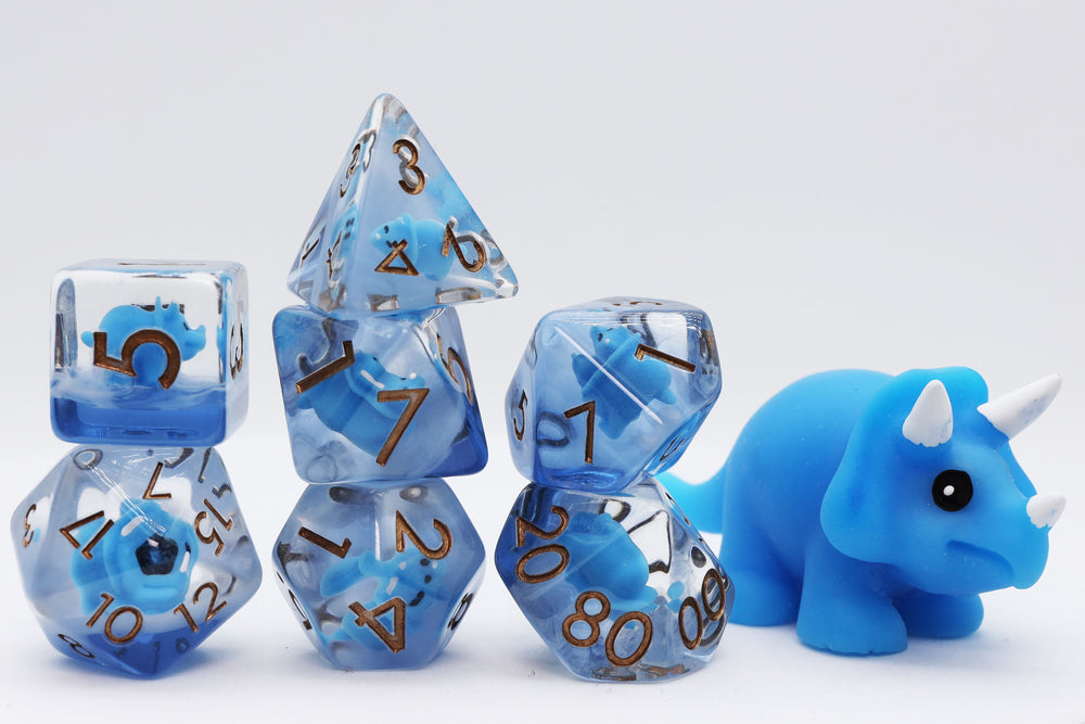 Blue Triceratops RPG Dice Set (ONLINE ORDER ONLY)
