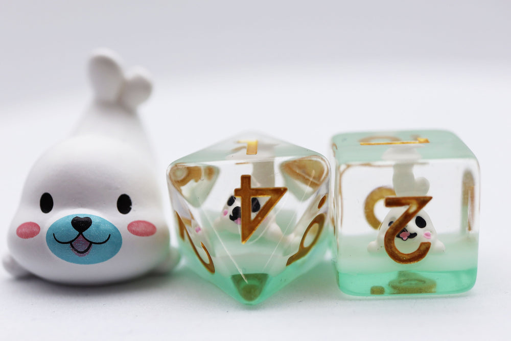 White Seal RPG Dice Set (ONLINE ORDER ONLY)