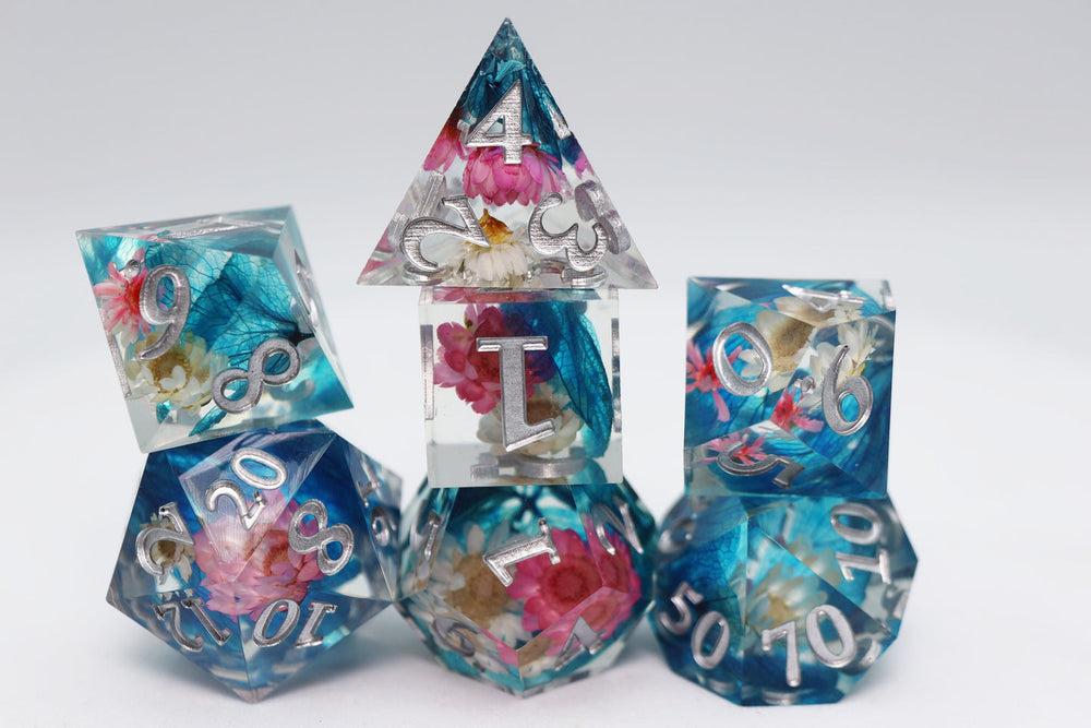 Sharp Edge Resin RPG Dice Set - Wildflower Bouquet (ONLINE ORDER ONLY)