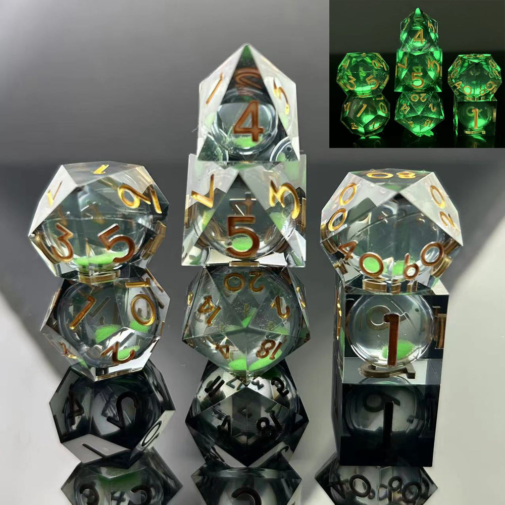 Sharp-Edged Glow in the Dark Liquid Core Dice (ONLINE ORDER ONLY)