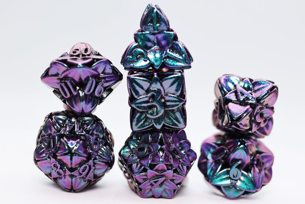 Otherworldly Flower - Hollow Metal RPG Dice Set (ONLINE ORDER ONLY)