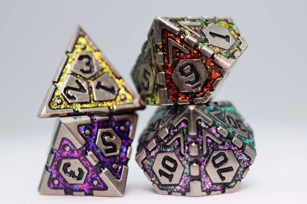 Ornate Rainbow Frame - Metal RPG Dice Set (ONLINE ORDER ONLY)