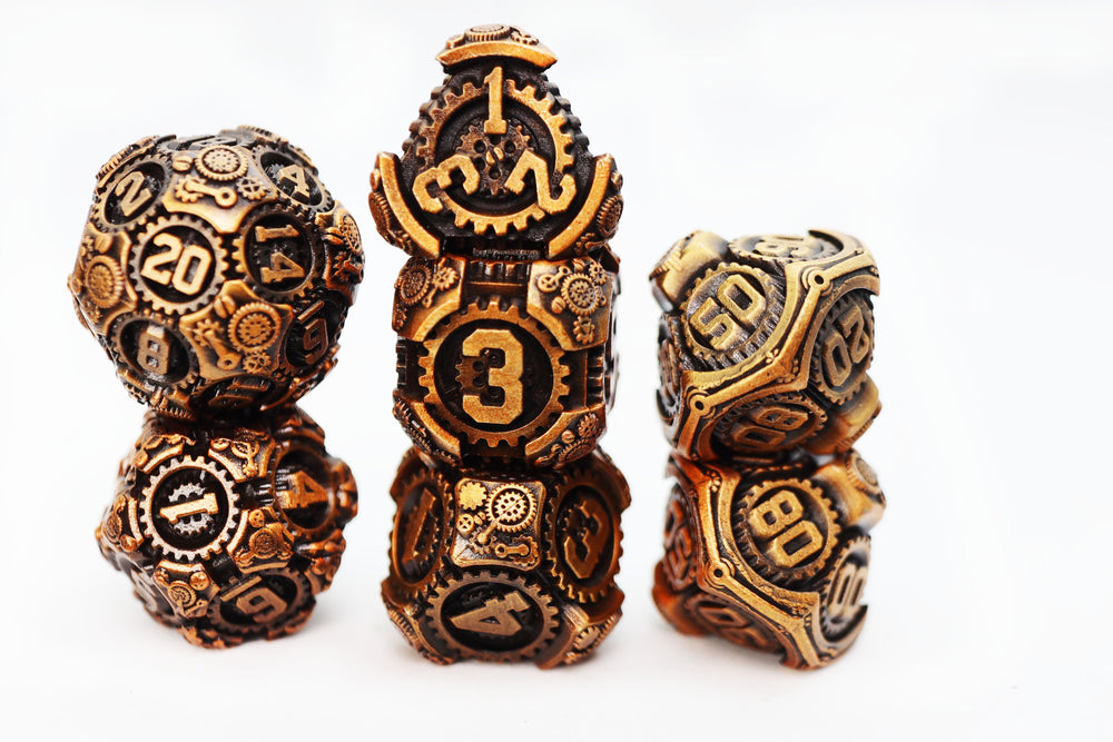 Airship Gears: The Rustbucket - Metal RPG Dice Set (ONLINE ORDER ONLY)