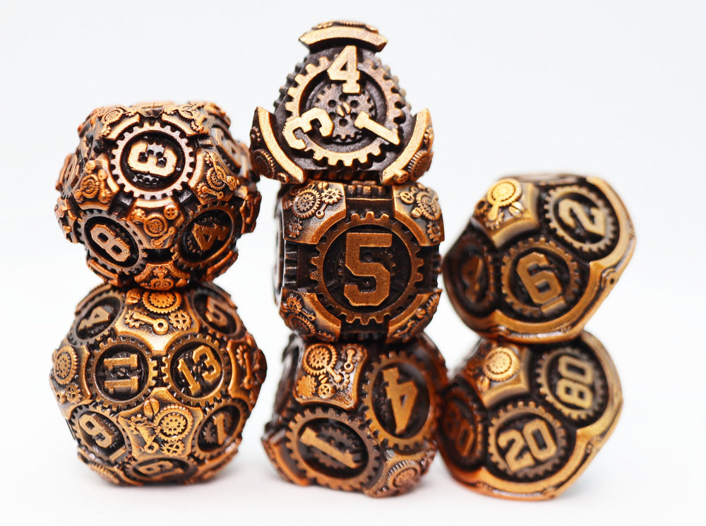 Airship Gears: Drifting Dirigible - Metal RPG Dice Set (ONLINE ORDER ONLY)