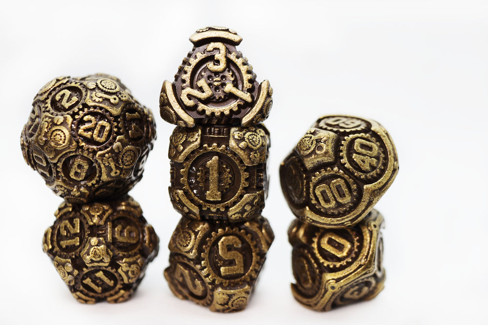 Airship Gears: Brazen Bulkhead - Metal RPG Dice Set (ONLINE ORDER ONLY)