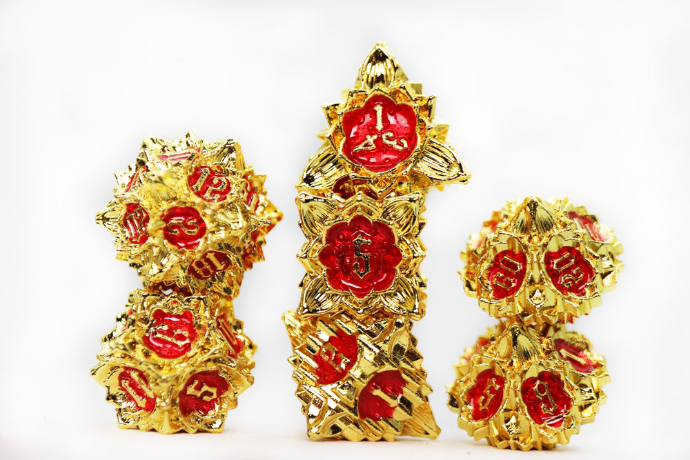 Floral Starburst: Ruby Rose - Metal RPG Dice Set (ONLINE ORDER ONLY)