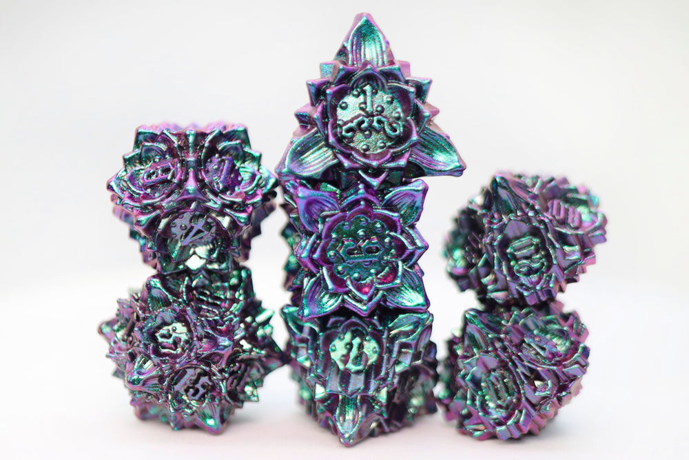 Floral Starburst: Mystic Marigold - Metal RPG Dice Set (ONLINE ORDER ONLY)