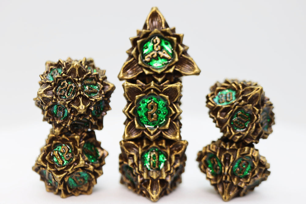Floral Starburst: Old Growth - Metal RPG Dice Set (ONLINE ORDER ONLY)