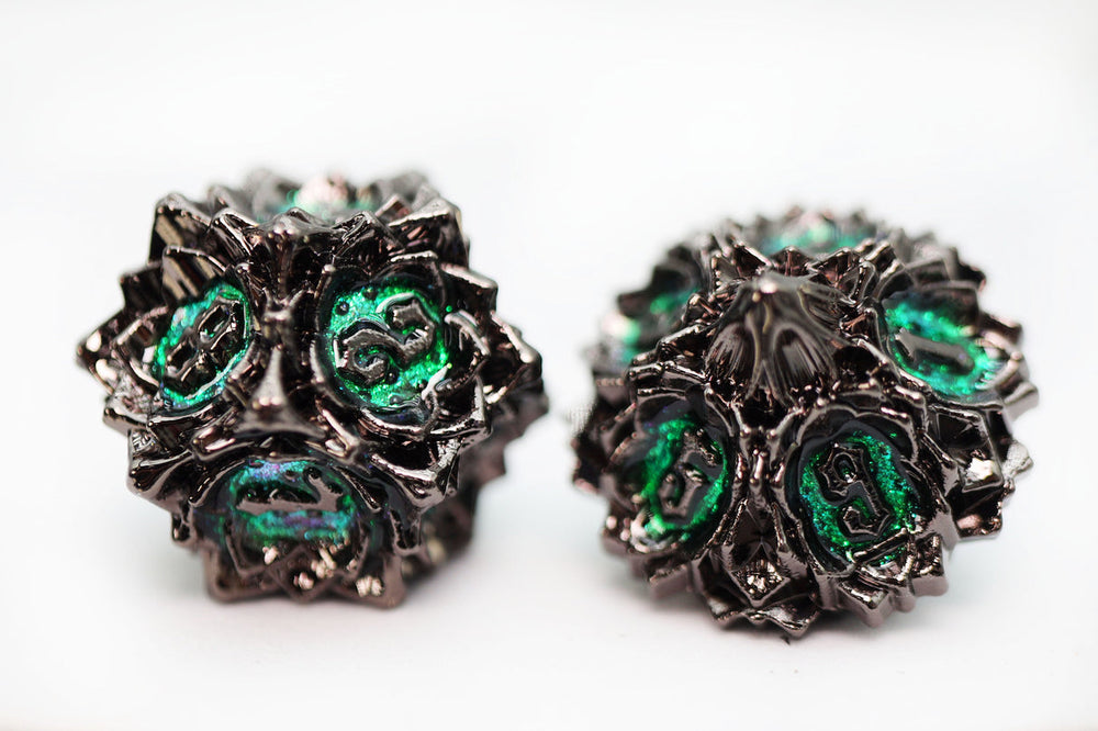 Floral Starburst: Midnight Forest - Metal RPG Dice Set (ONLINE ORDER ONLY)