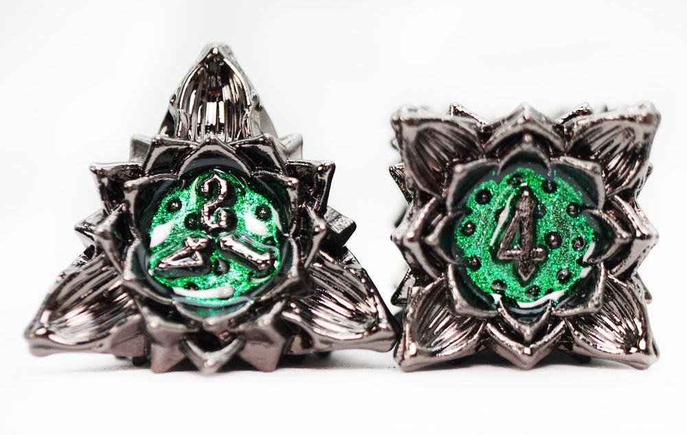Floral Starburst: Midnight Forest - Metal RPG Dice Set (ONLINE ORDER ONLY)