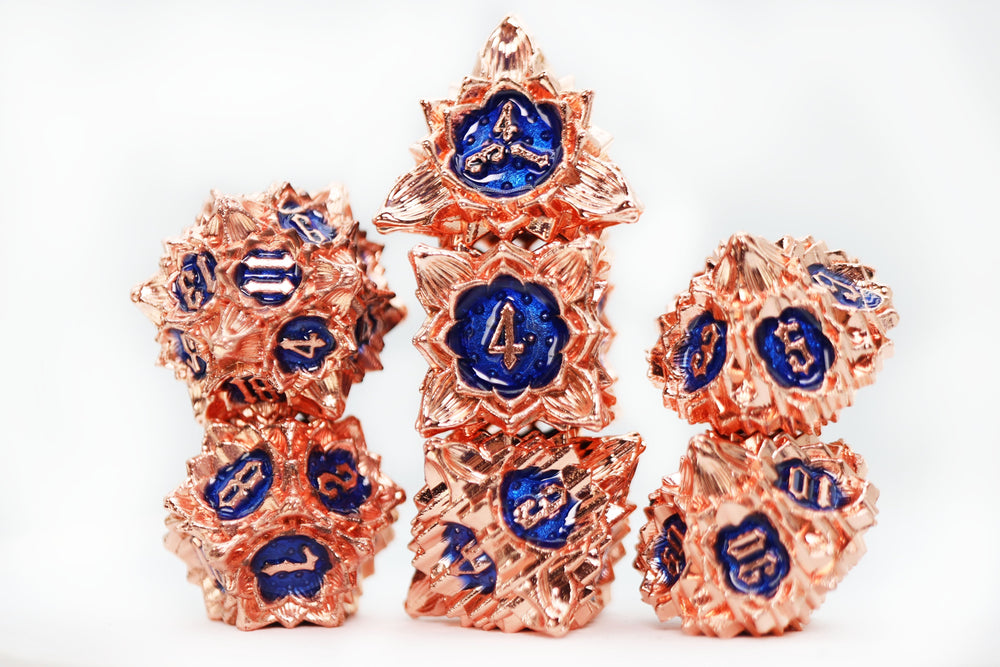 Floral Starburst: Copper Cornflower - Metal RPG Dice Set (ONLINE ORDER ONLY)