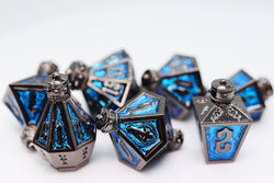 Moonlit Lantern: Midnight Frostfire - Metal RPG Dice Set (ONLINE ORDER ONLY)