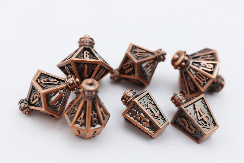 Moonlit Lantern: Coppered Flames - Metal RPG Dice Set (ONLINE ORDER ONLY)