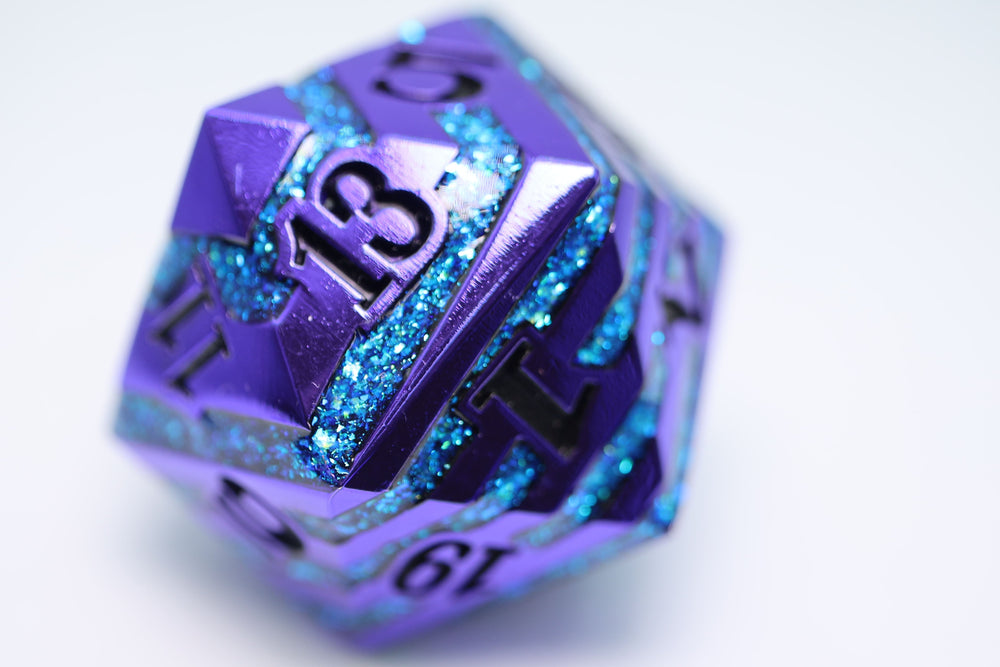 35mm Metal D20 - Purple with Blue Mica (ONLINE ORDER ONLY)