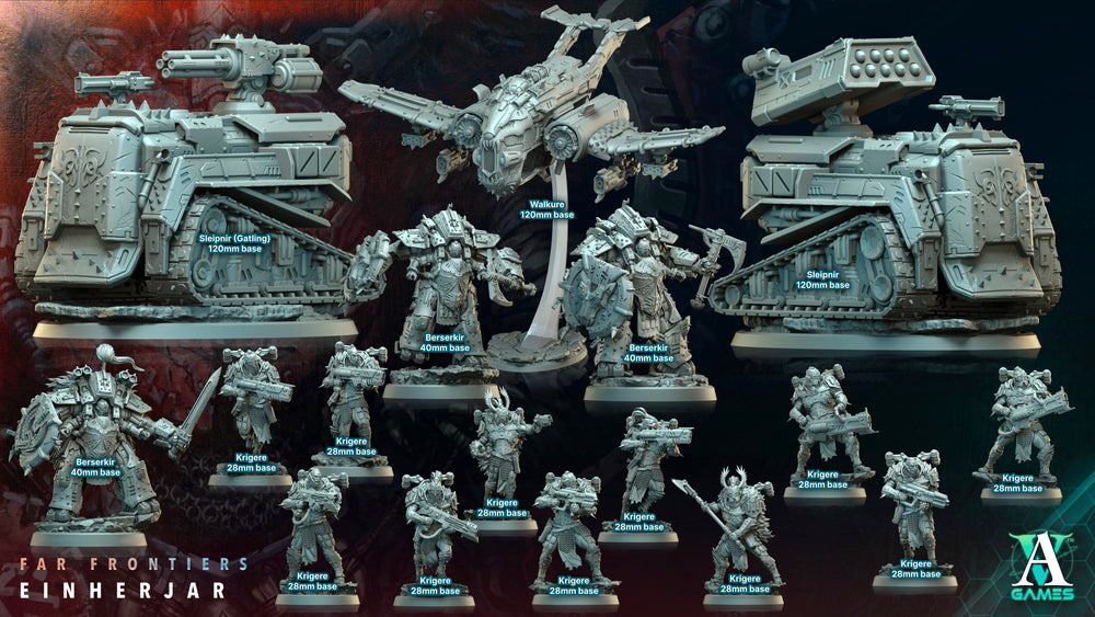 3D Printed Archvillain Games Krigere Far Frontiers Einherjar 28 32mm D&D (Online Only)