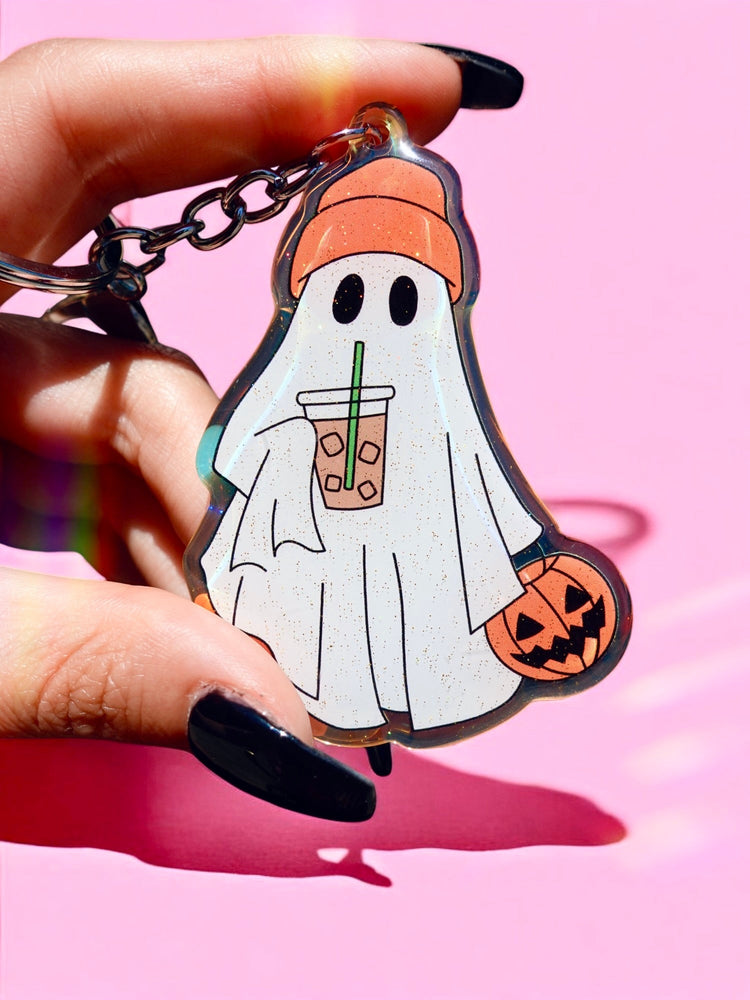 Coffee Ghosty Rainbow iridescent Keychain (Online Order Only)