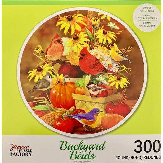 Fall Harvest Backyard Birds 300 Piece Round Jigsaw Puzzle Leap Year (ONLINE ORDER ONLY)