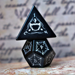 Pre-Order || Fangs of Winter Obsidian Stone Dice Set