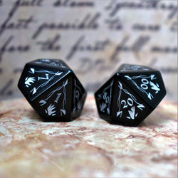 Pre-Order || Fangs of Winter Obsidian Stone Dice Set