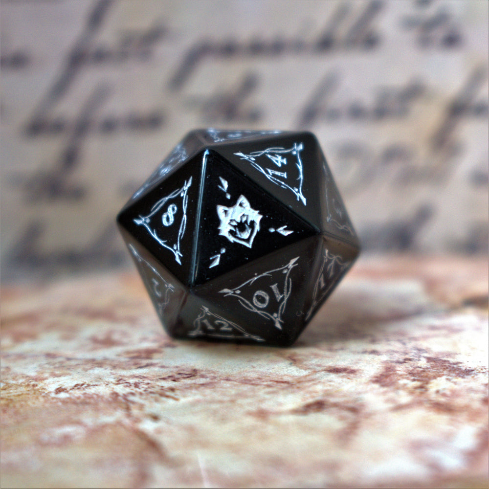 Pre-Order || Fangs of Winter Obsidian Stone Dice Set