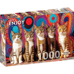 Five Cats 1000 Piece Jigsaw Puzzle Enjoy (ONLINE ORDER ONLY)