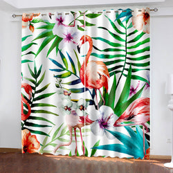 Flamingo Curtains Pattern Blackout Window Drapes (Online Order Only)