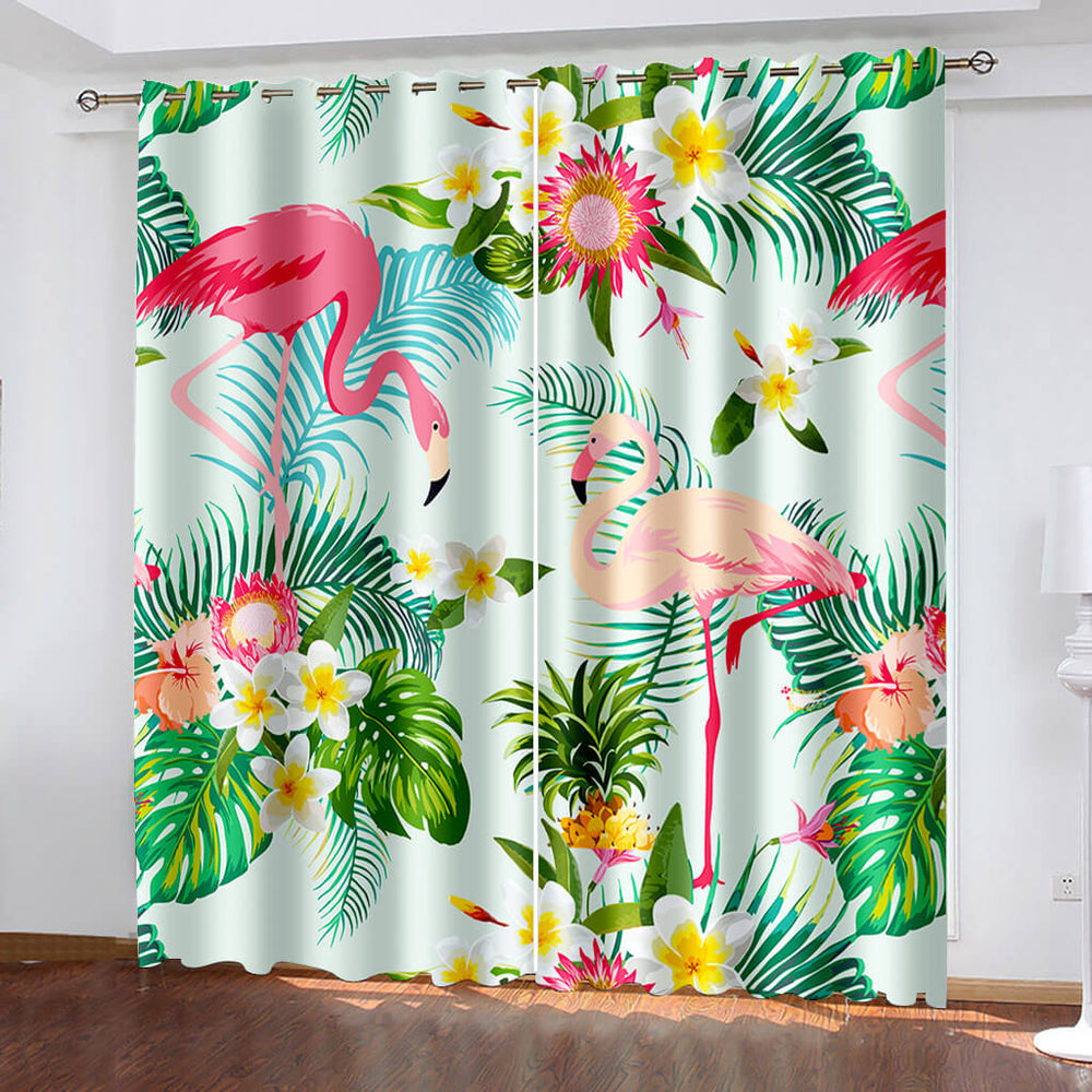 Flamingo Curtains Pattern Blackout Window Drapes (Online Order Only)