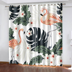 Flamingo Curtains Pattern Blackout Window Drapes (Online Order Only)