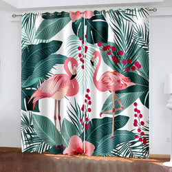 Flamingo Curtains Pattern Blackout Window Drapes (Online Order Only)