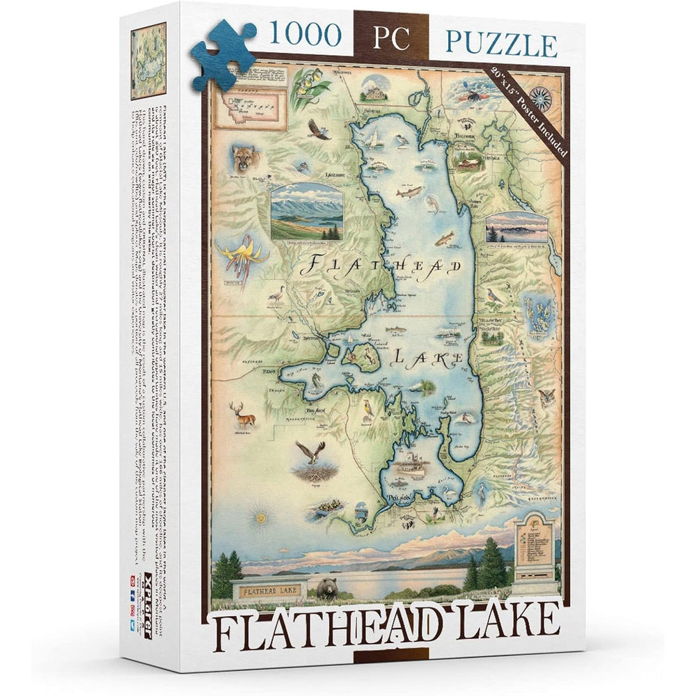 Flathead Lake 1000 Piece Jigsaw Puzzle Xplorer Maps (ONLINE ORDER ONLY)