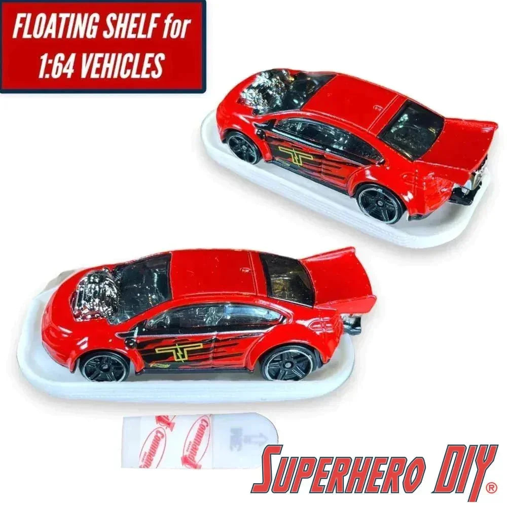 Floating Shelf for Hot Wheels or 1:64 Vehicles | Space-saving wall mount for Matchbox or Hot Wheels Display | Command strip included (ONLINE ORDER ONLY)