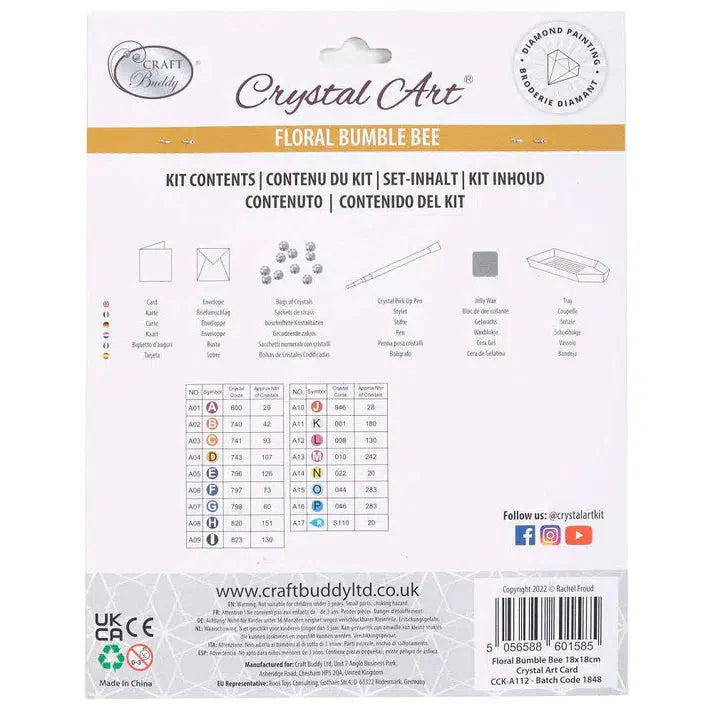 Floral Bumble Bee Crystal Art Card Kit Craft Buddy (ONLINE ORDER ONLY)