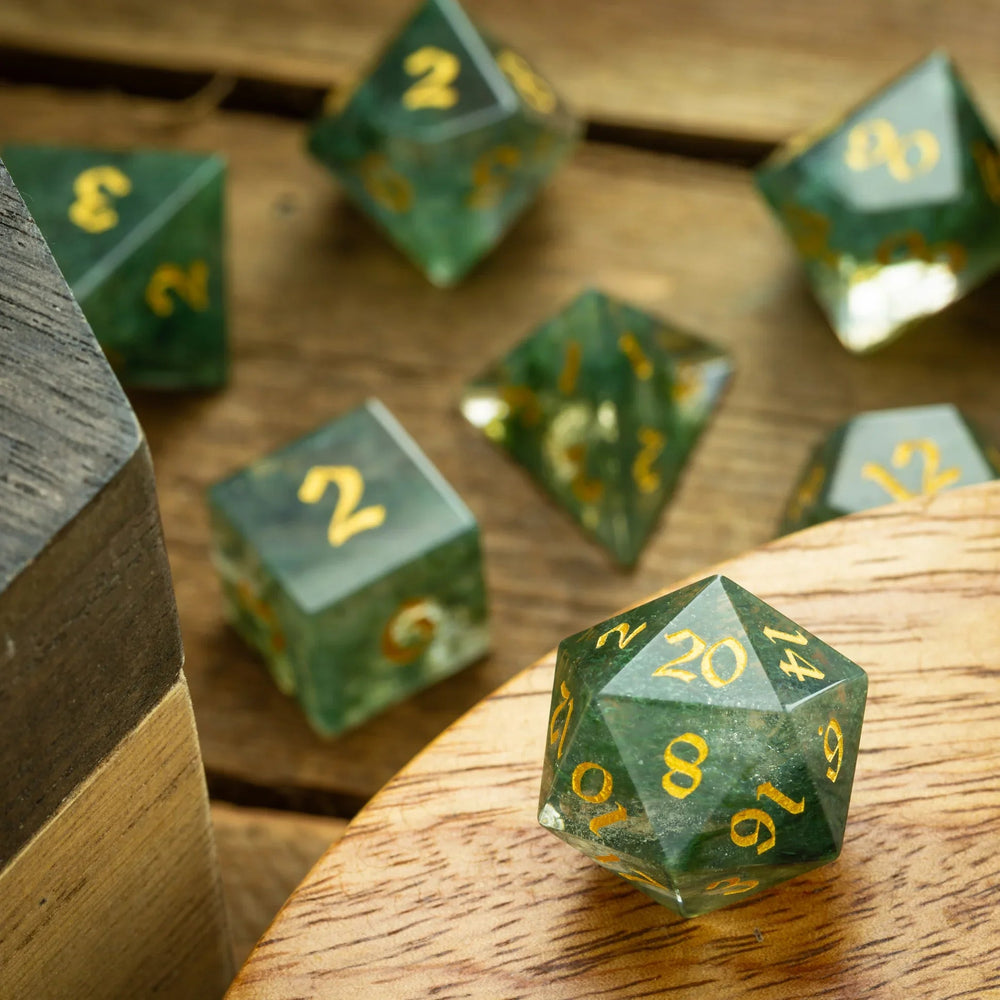Forest Moss Green Glass DND Dice Set (ONLINE ORDER ONLY)