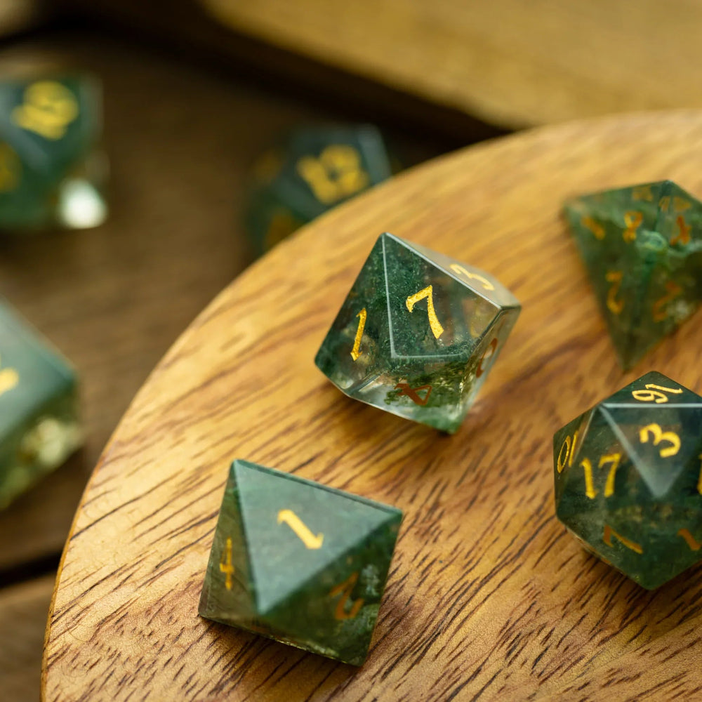 Forest Moss Green Glass DND Dice Set (ONLINE ORDER ONLY)