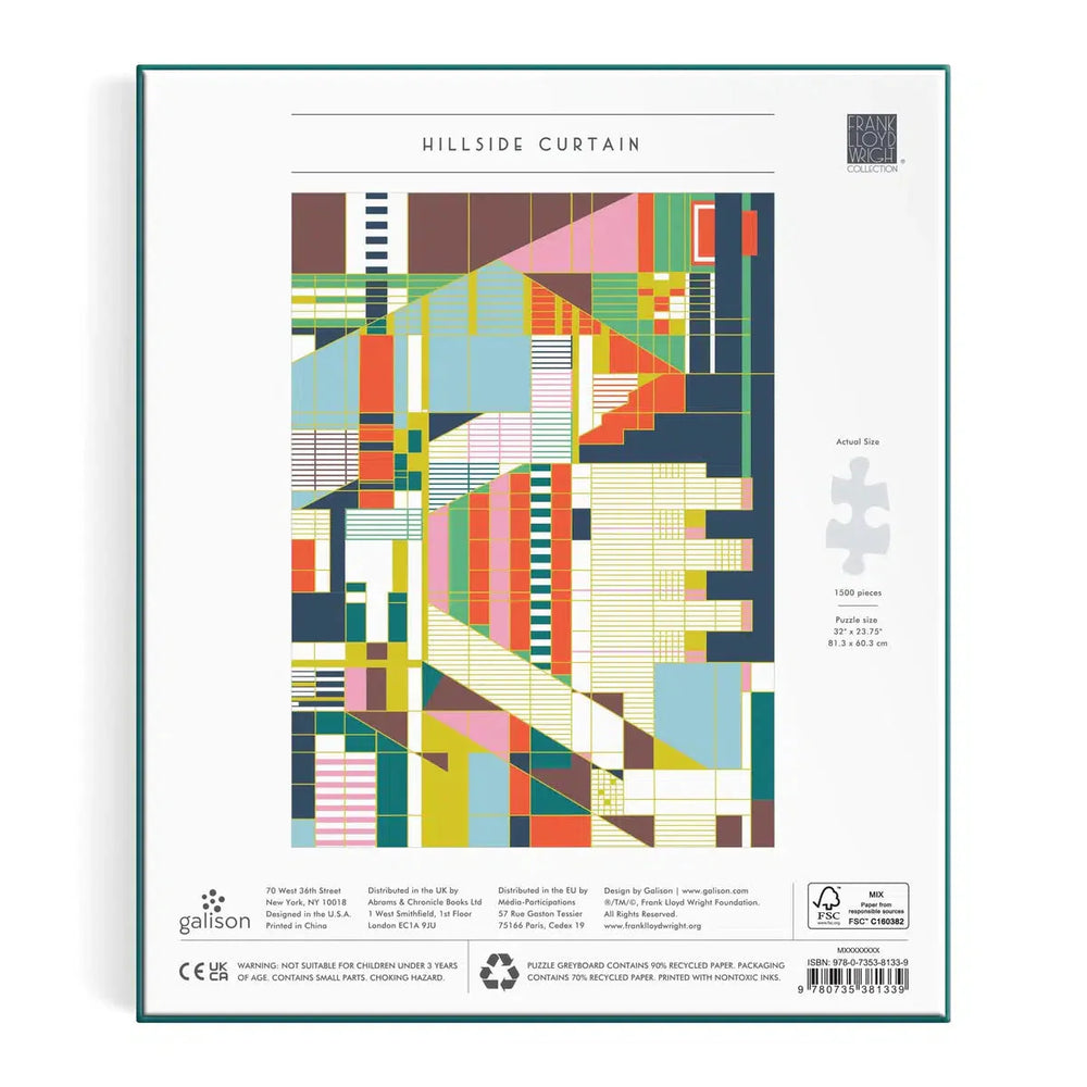Frank Lloyd Wright Hillside Curtain 1500 Piece Jigsaw Puzzle Galison (ONLINE ORDER ONLY)
