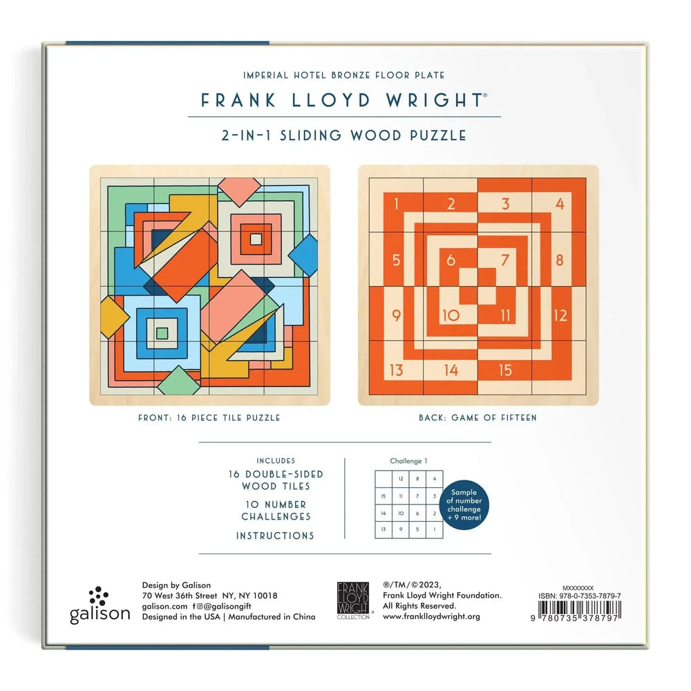 Frank Lloyd Wright Imperial Hotel 2-in-1 Sliding Wood Puzzle Galison (ONLINE ORDER ONLY)